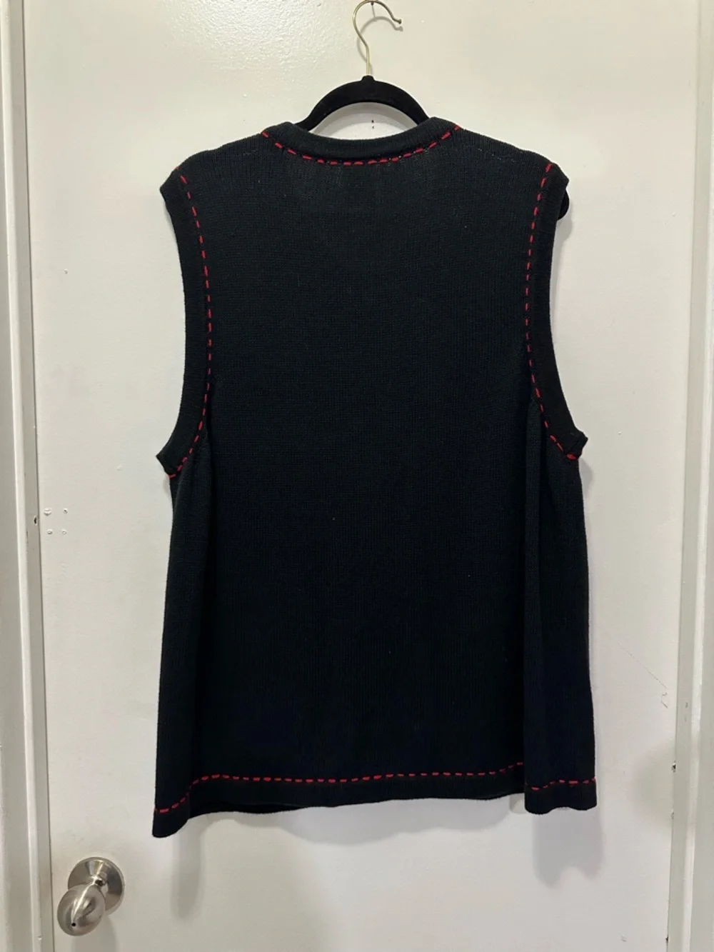 Blair Black Knit Zip-Front Vest with Red Cardinal Embroidery Vintage Sz XL - Picture 3 of 5